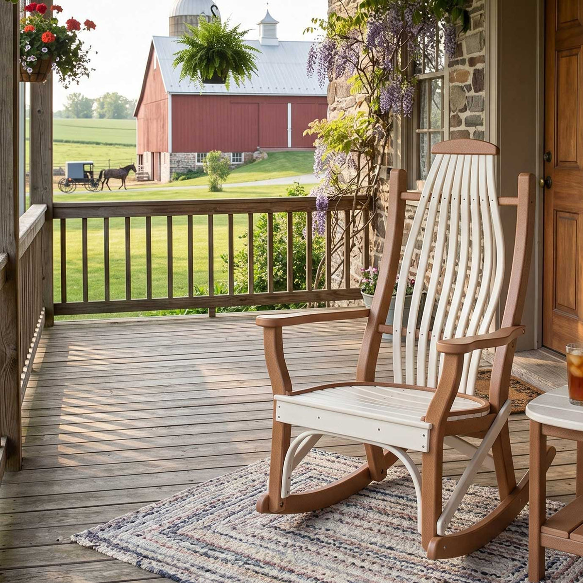 Amish Bentwood Poly Hickory Porch Rocker