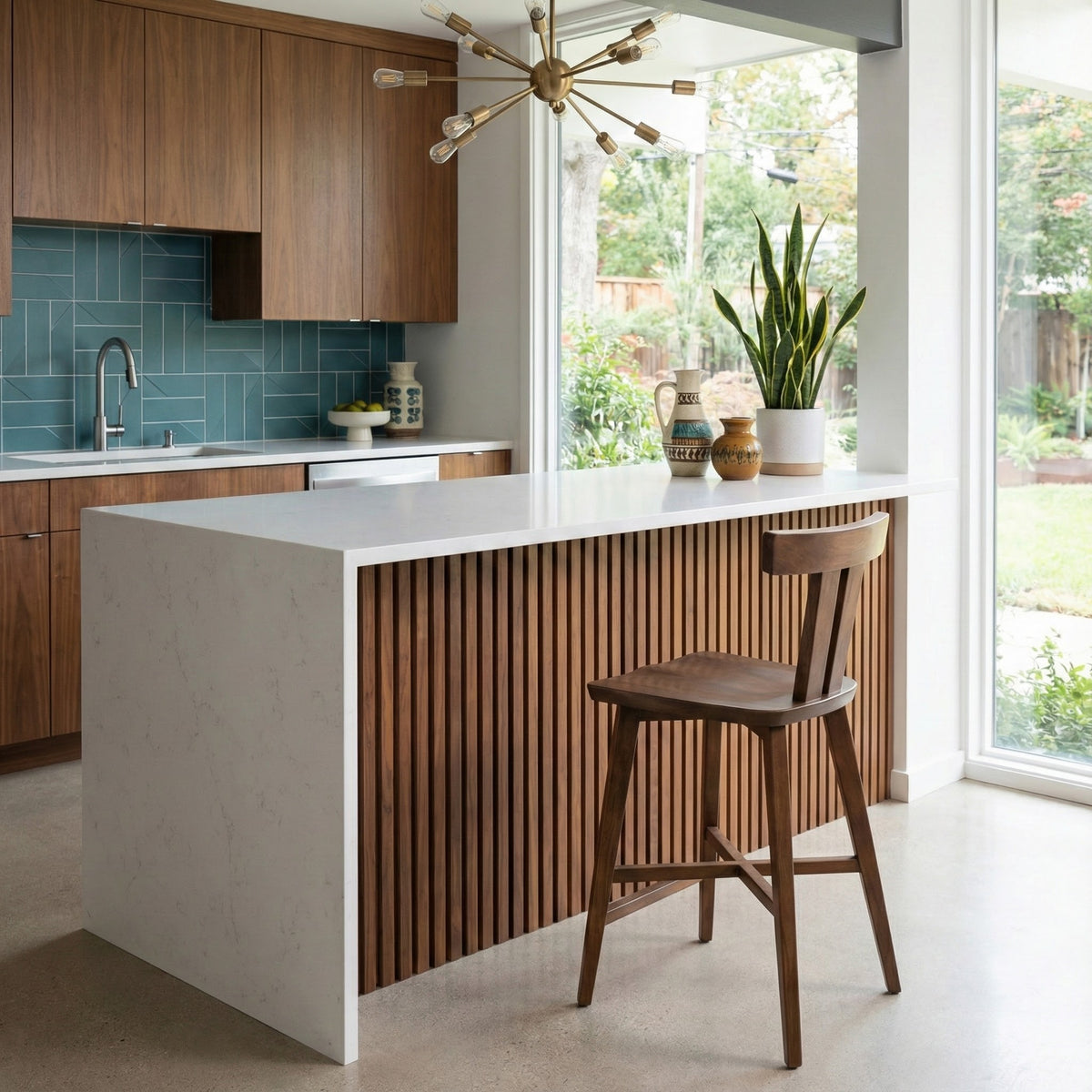 Amish Mid Century Modern Astoria Bar Stool with Back