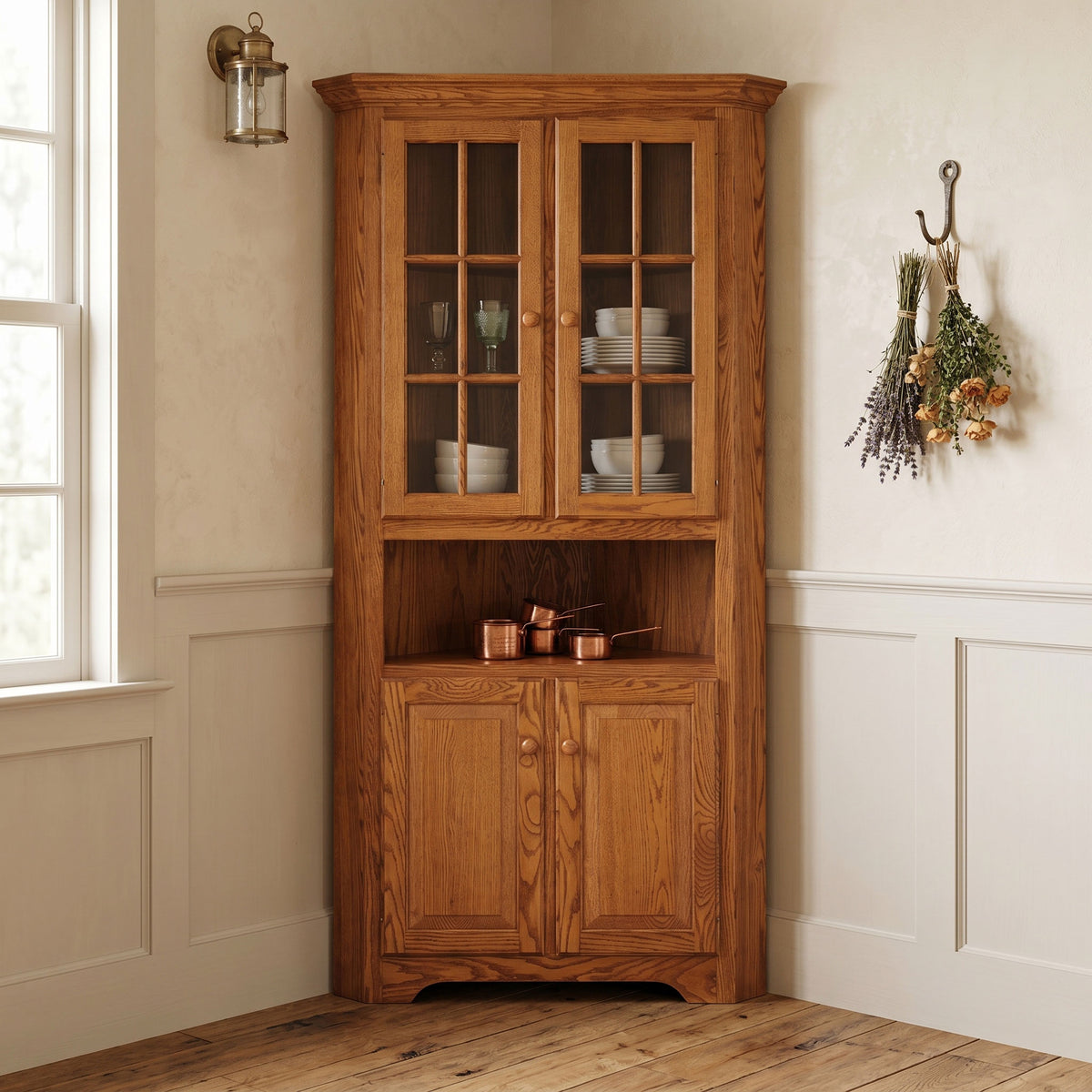 Amish Shaker 29" China Corner Hutch