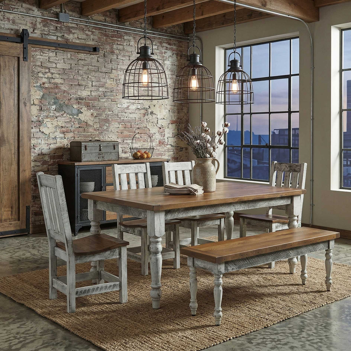 Mesa de comedor Amish Heartland recuperada Barnwood Farm