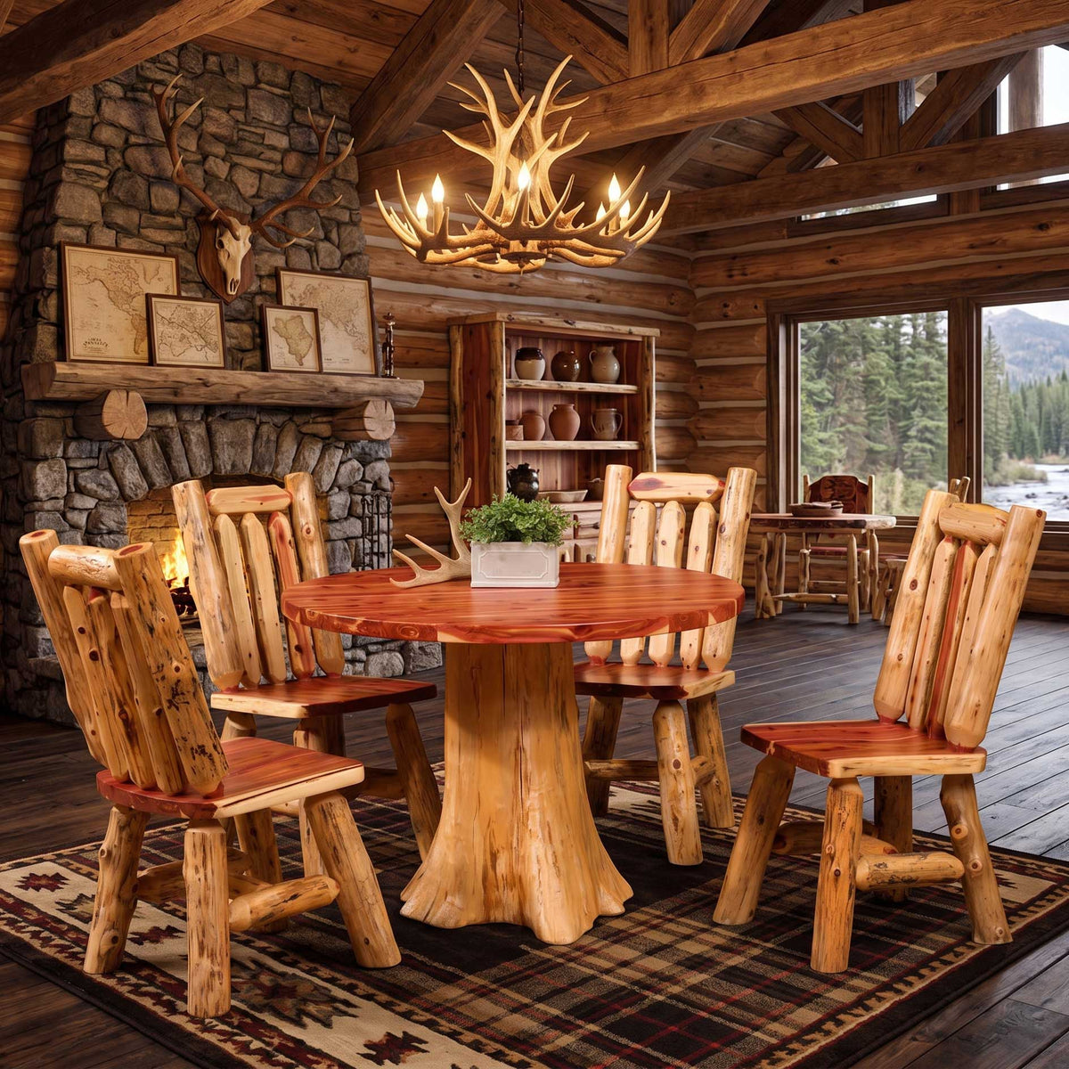 Amish Northern Lights Live Edge 5pc Dining Set
