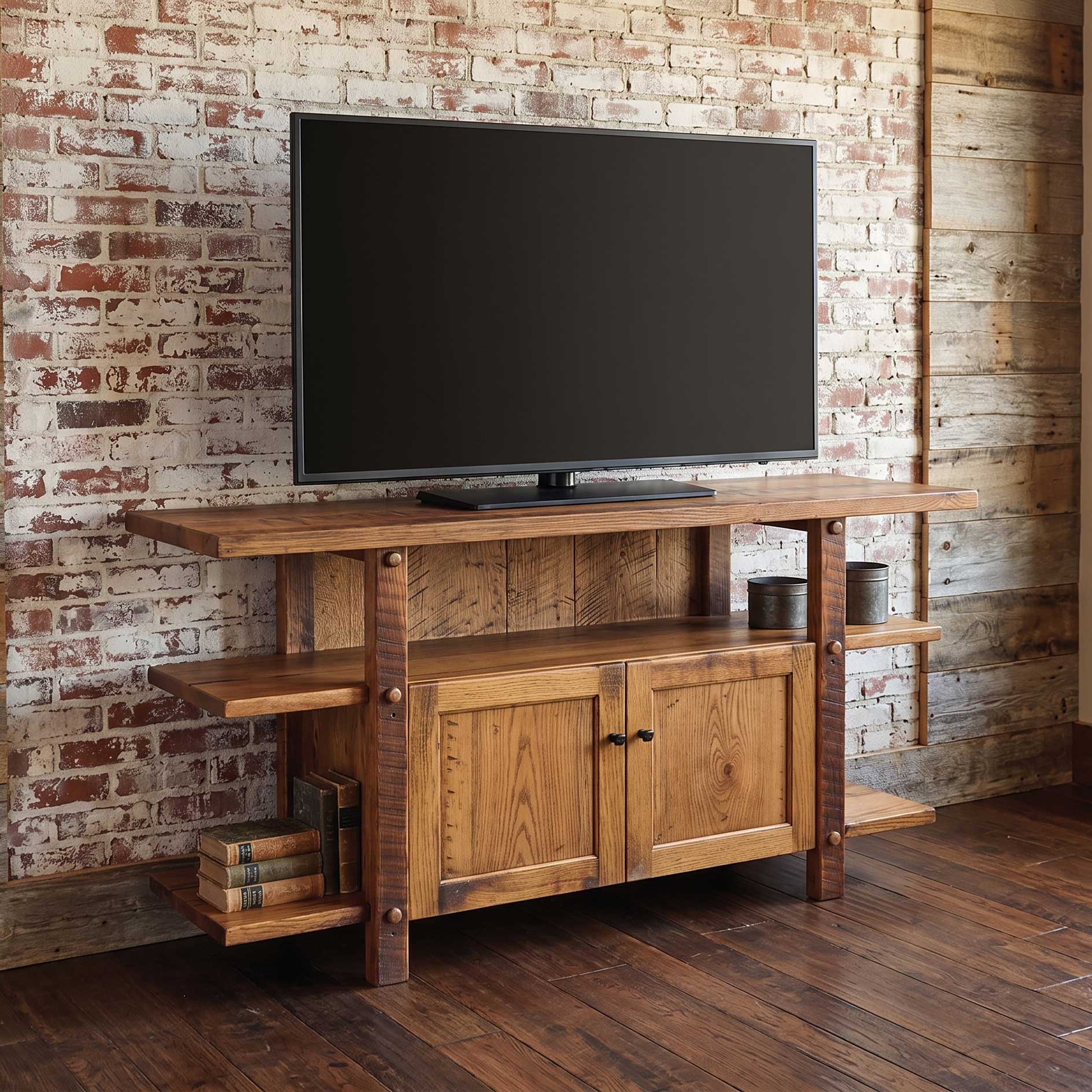 Amish Rustic Reclaimed Barnwood Ashland TV Stand for up to 80