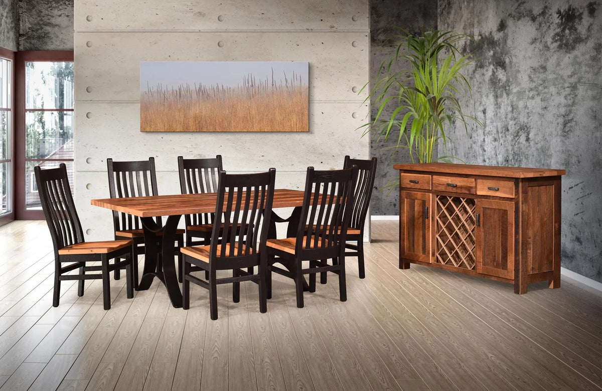 Amish Presidio Rustic Barnwood 8pc Dining Set