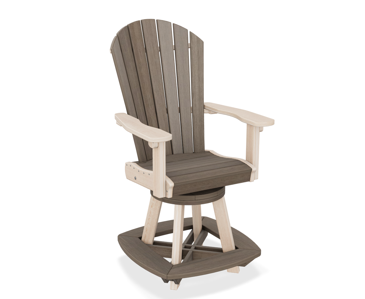 Amish Poly Great Bay Patio Counter Swivel Chair Table 3pc Set
