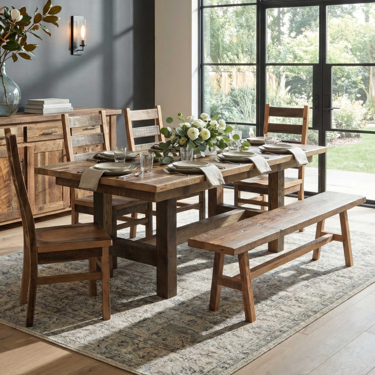 Amish Orchard Park Extendable Rustic Barnwood Table