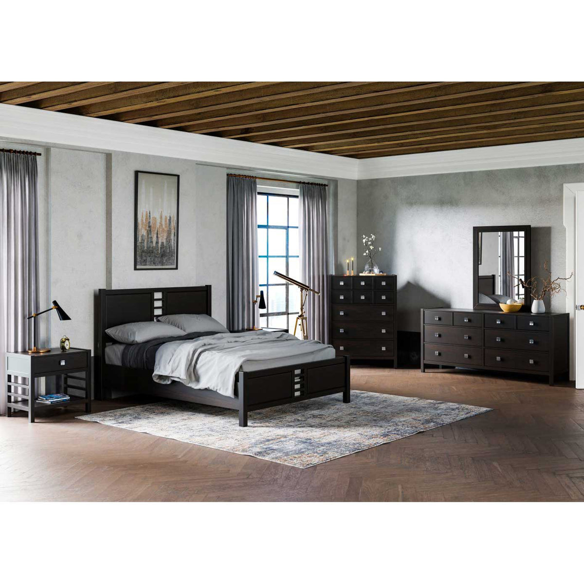 Amish Stowe Modern Oak 6pc Bedroom Set - Quick Ship