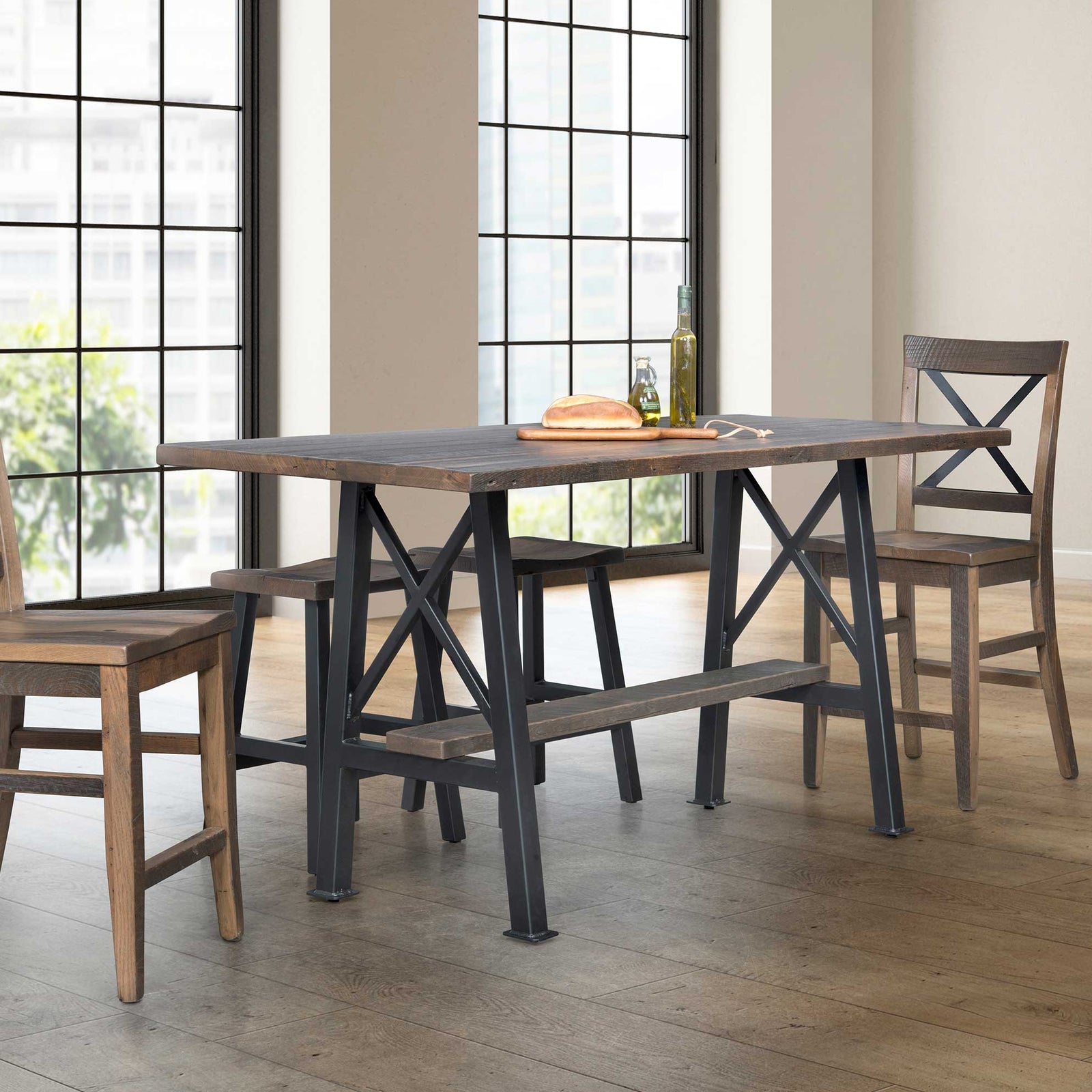 Amish Mott Haven Rustic Barnwood 5pc Pub Set