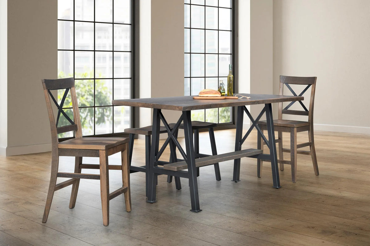 Amish Mott Haven Rustic Barnwood 5pc Pub Set