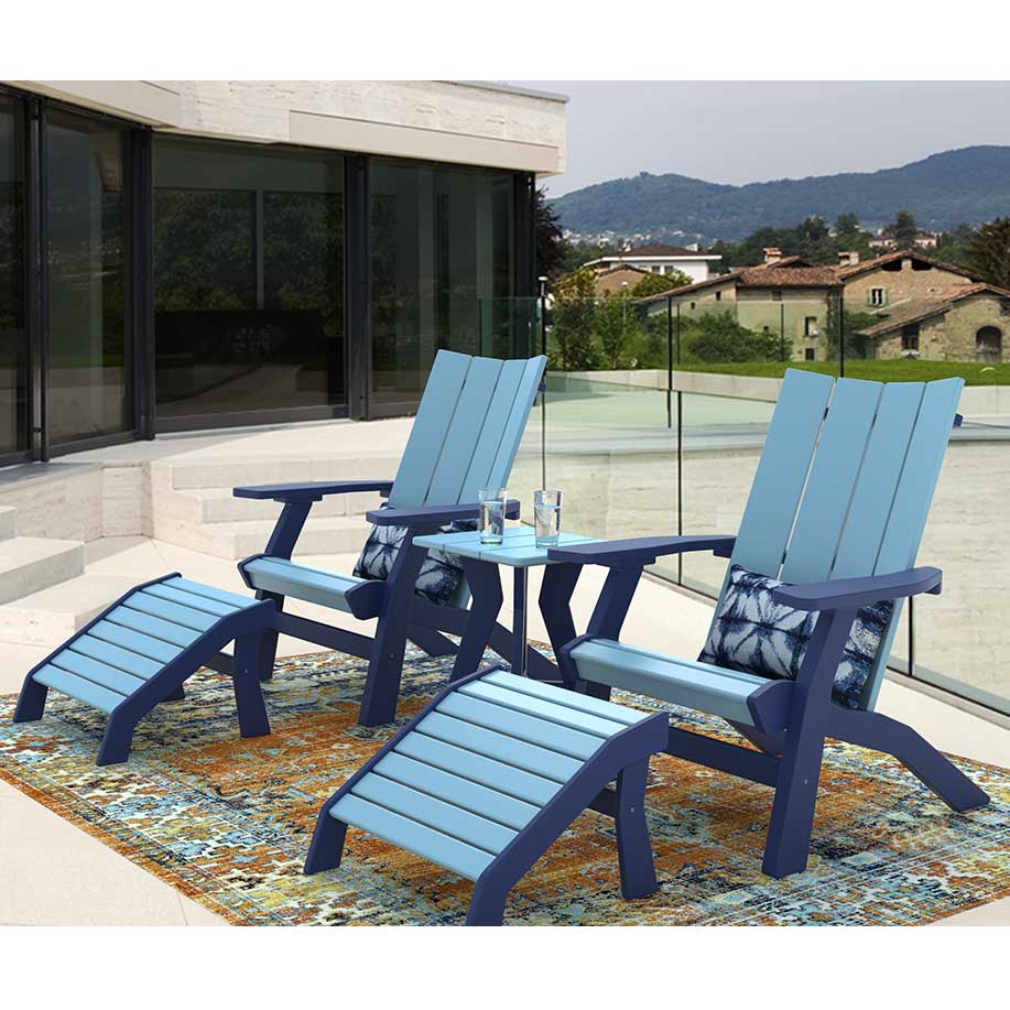 Amish Kent Island 5pc Poly Adirondack Chair & Ottoman Set