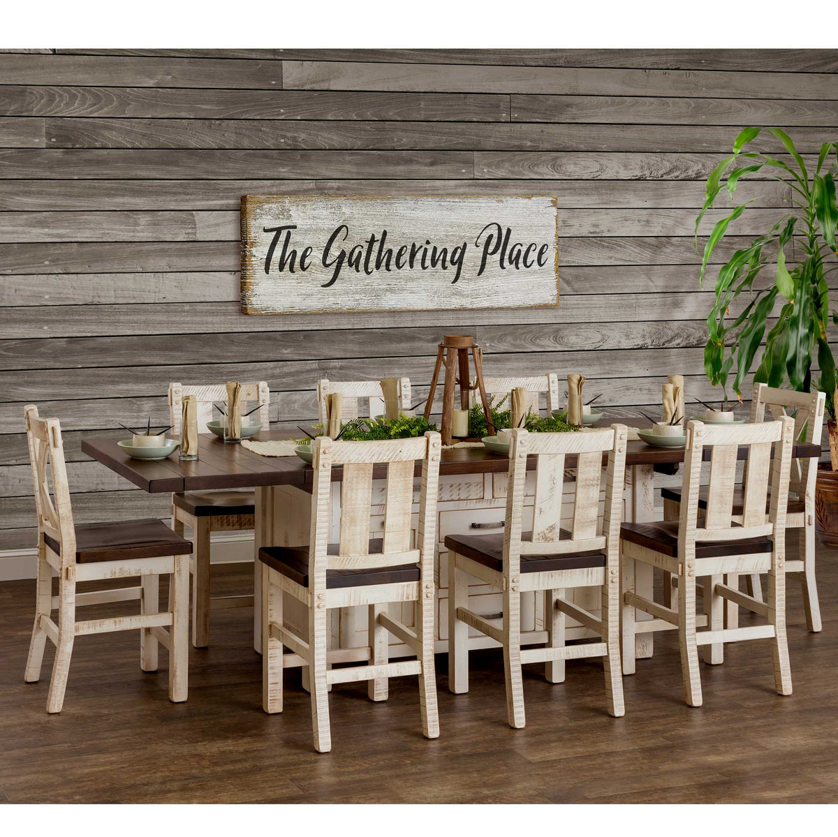 Amish Houston Rustic Kitchen Island with Expandable Leaves