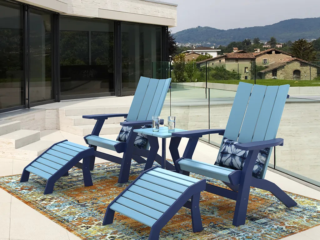Amish Kent Island 5pc Poly Adirondack Chair & Ottoman Set Amish Kent Island 5pc Poly Adirondack Chair & Ottoman Set