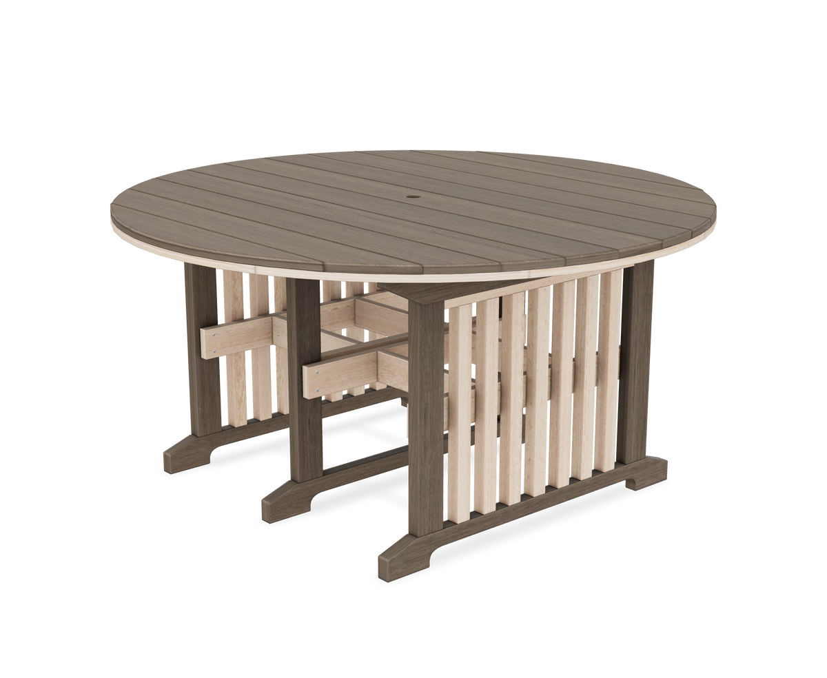 Amish Keystone 60" Round Patio Dining Table Set for 8