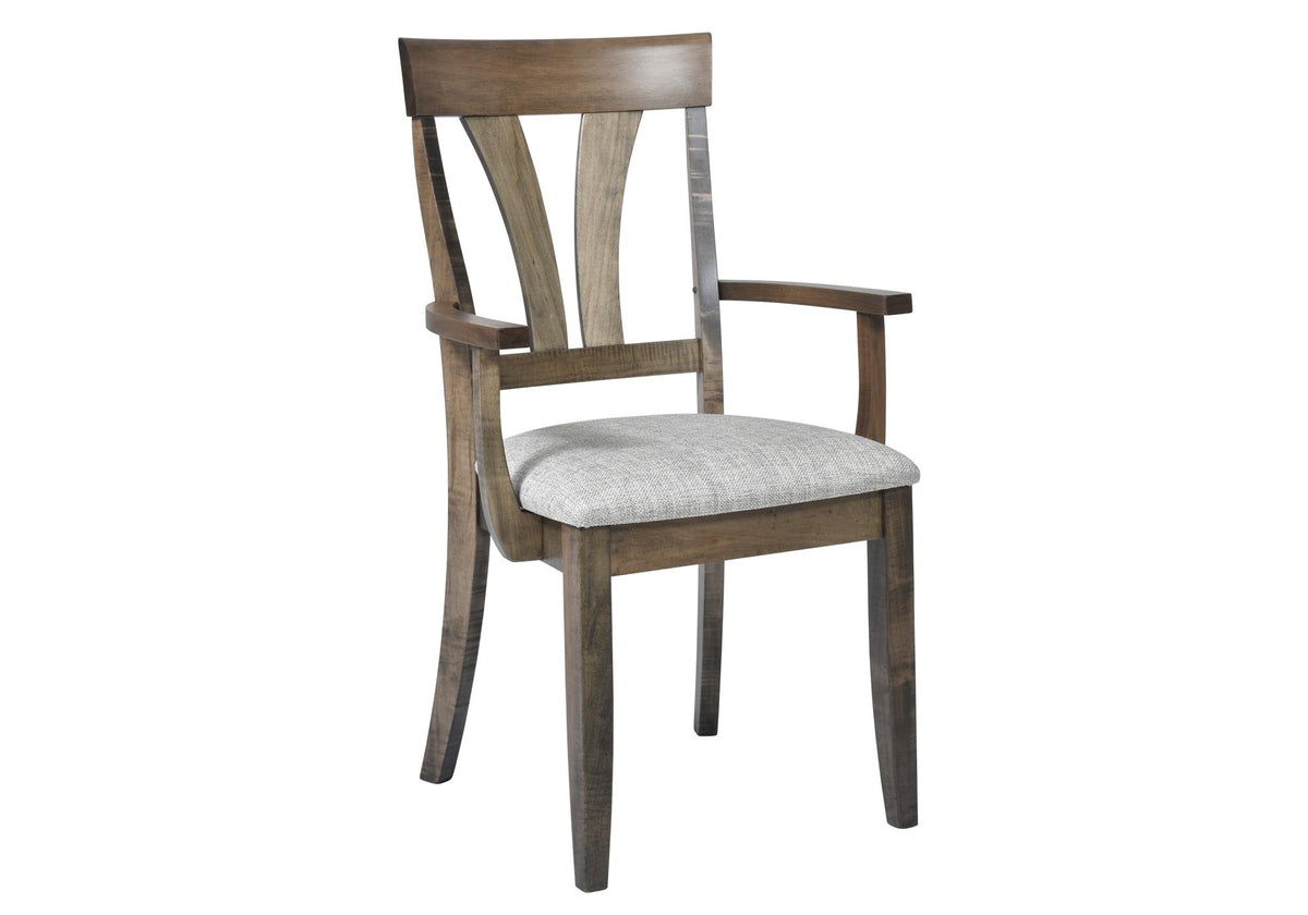 Amish Eastwood Rustic Barnwood Arm Chair Upholstered Seat