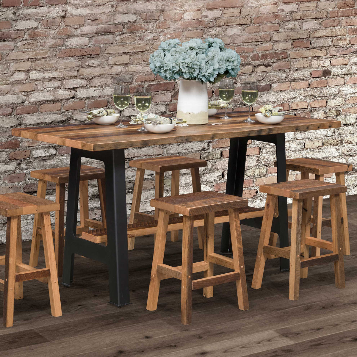 Amish Riverdale Rustic Barnwood 7pc Pub Set