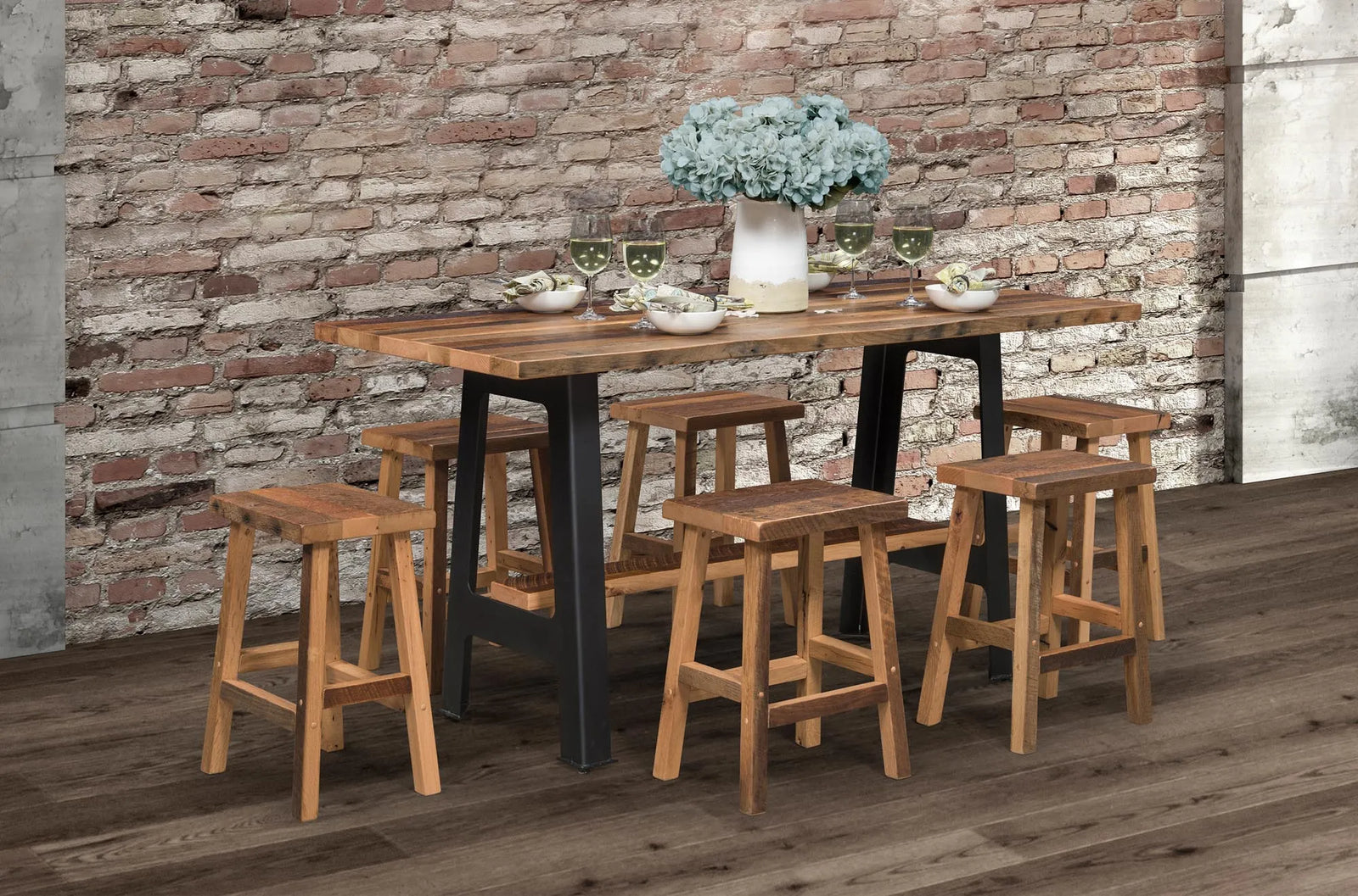 Amish Riverdale Rustic Barnwood 6pc Dining Set