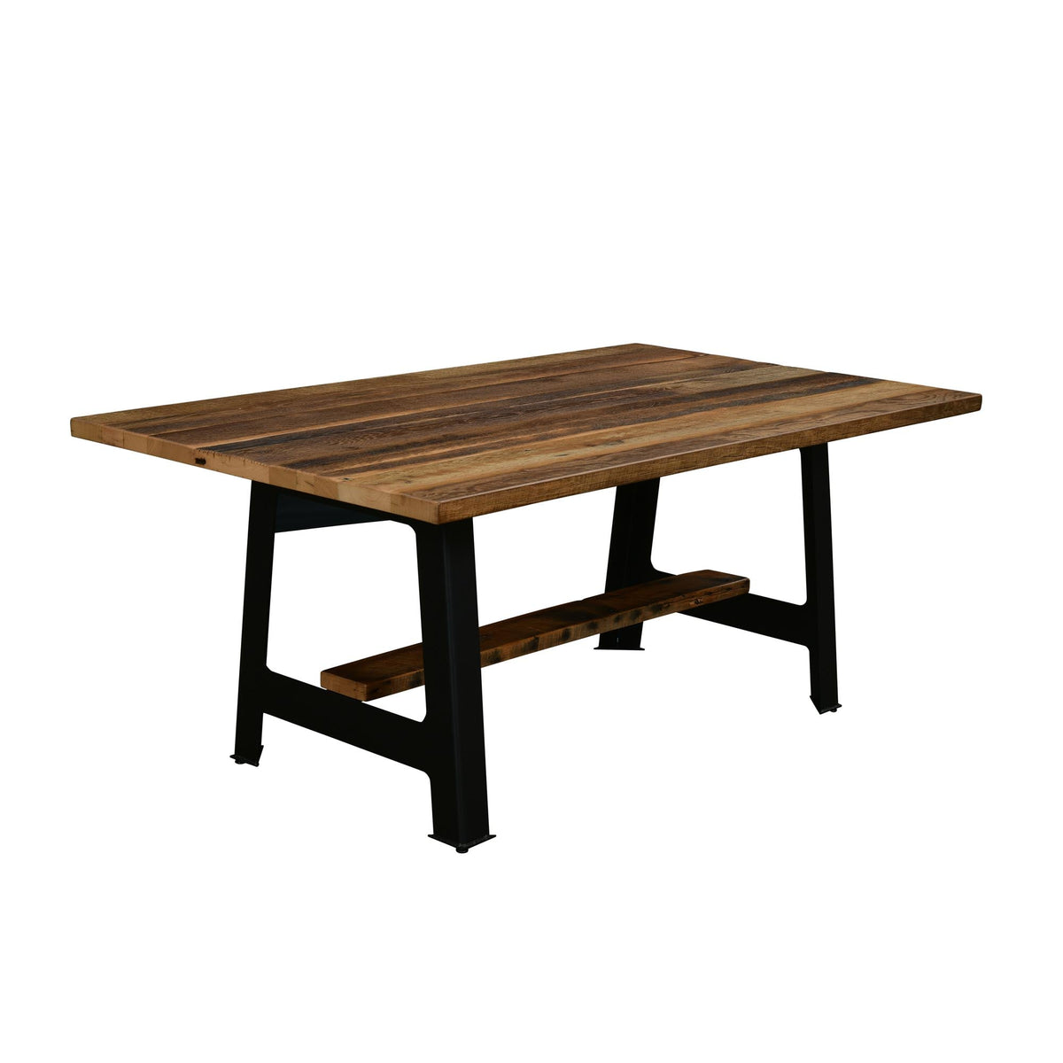 Amish Riverdale Rustic Barnwood Solid Top Trestle Table