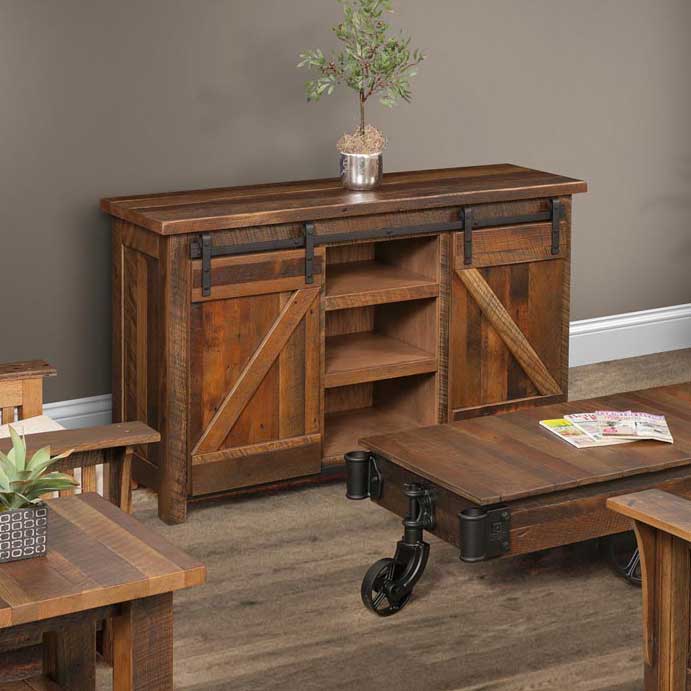 Amish Rhinebeck Barn Door Rustic Barnwood TV Stand