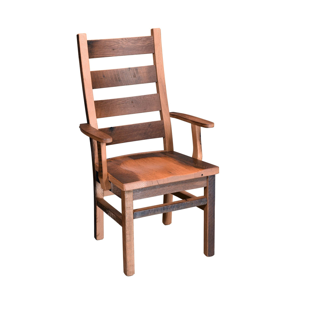 Amish Ladderback Rustic Barnwood Arm Chair