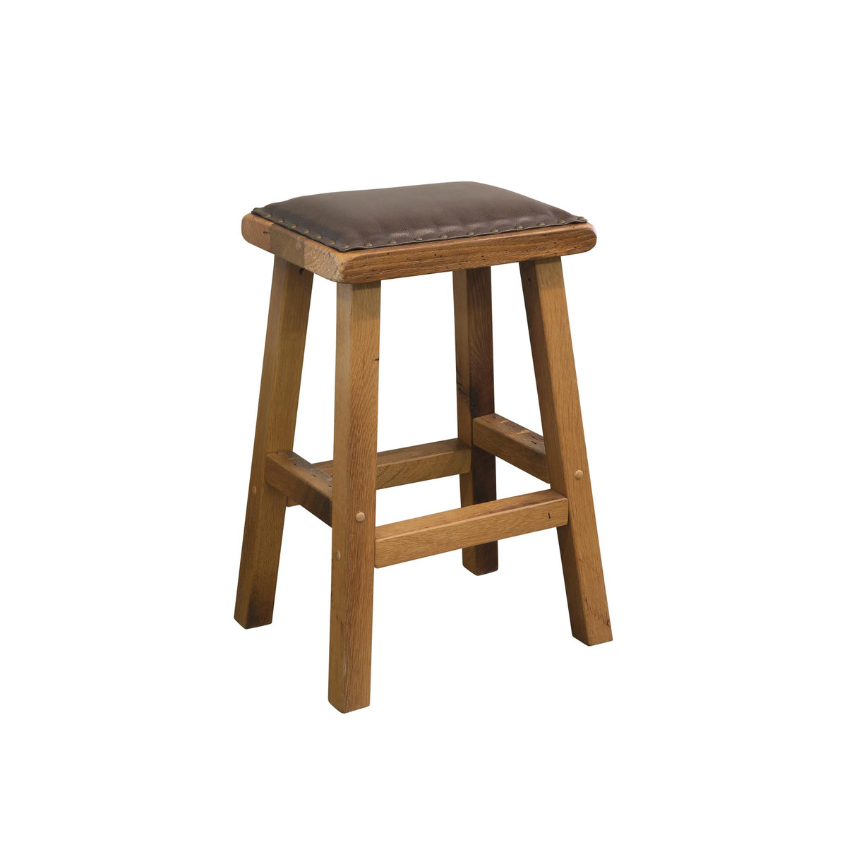 Amish Barnwood Barstool w/ Leather Seat