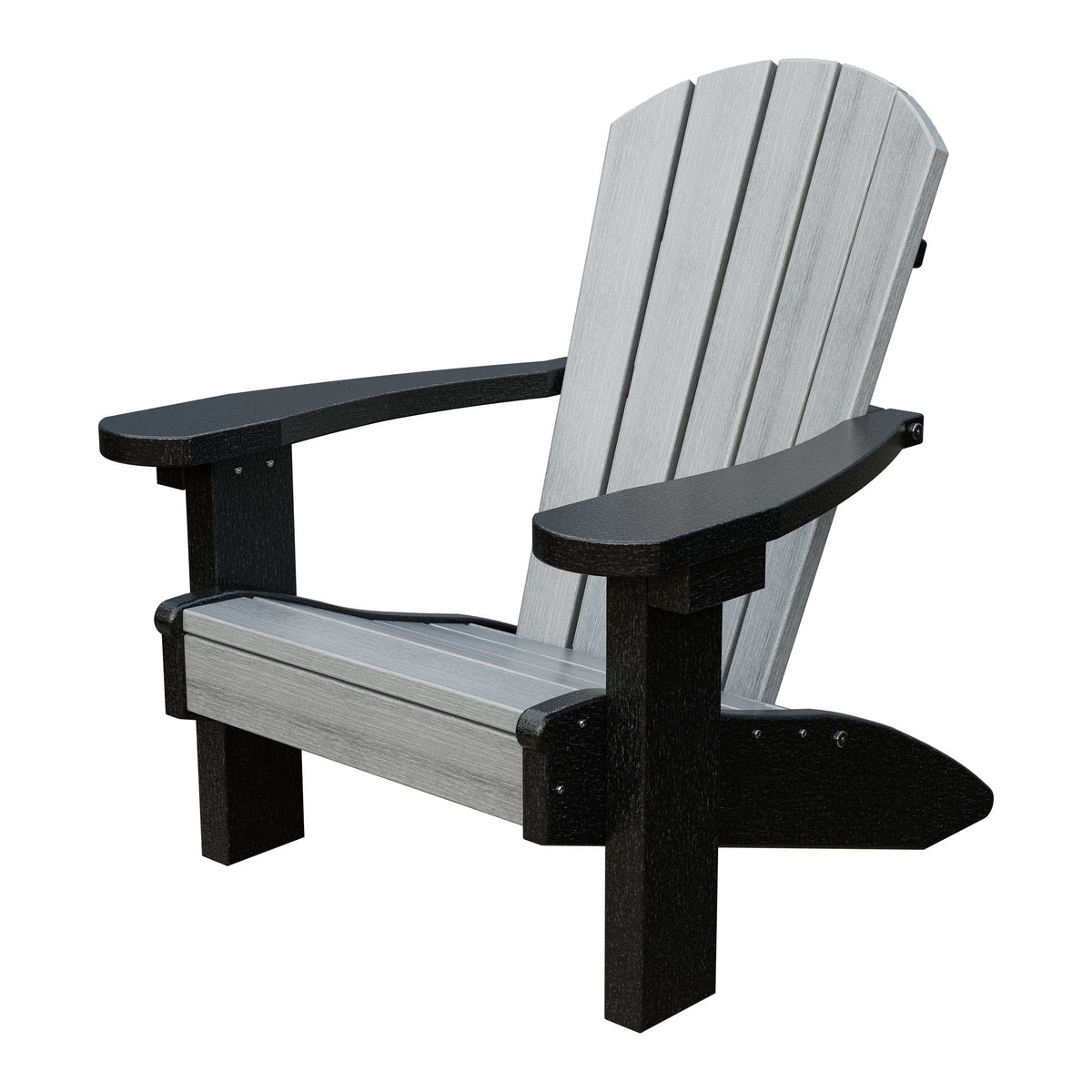 Amish Li'l Poly Adirondack Chair for Kids in Driftwood Gray & Black