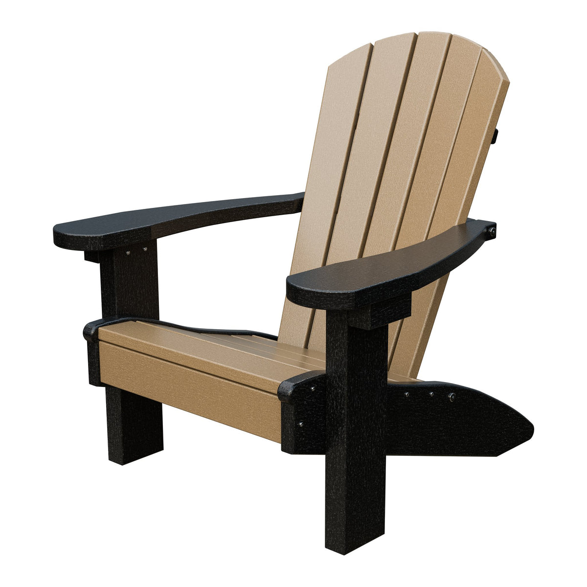 Amish Li'l Poly Adirondack Chair for Kids in Weathered Wood & Black