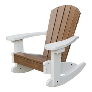 Amish Li'l Poly Adirondack Rocker for Kids in Antique Mahogany & White