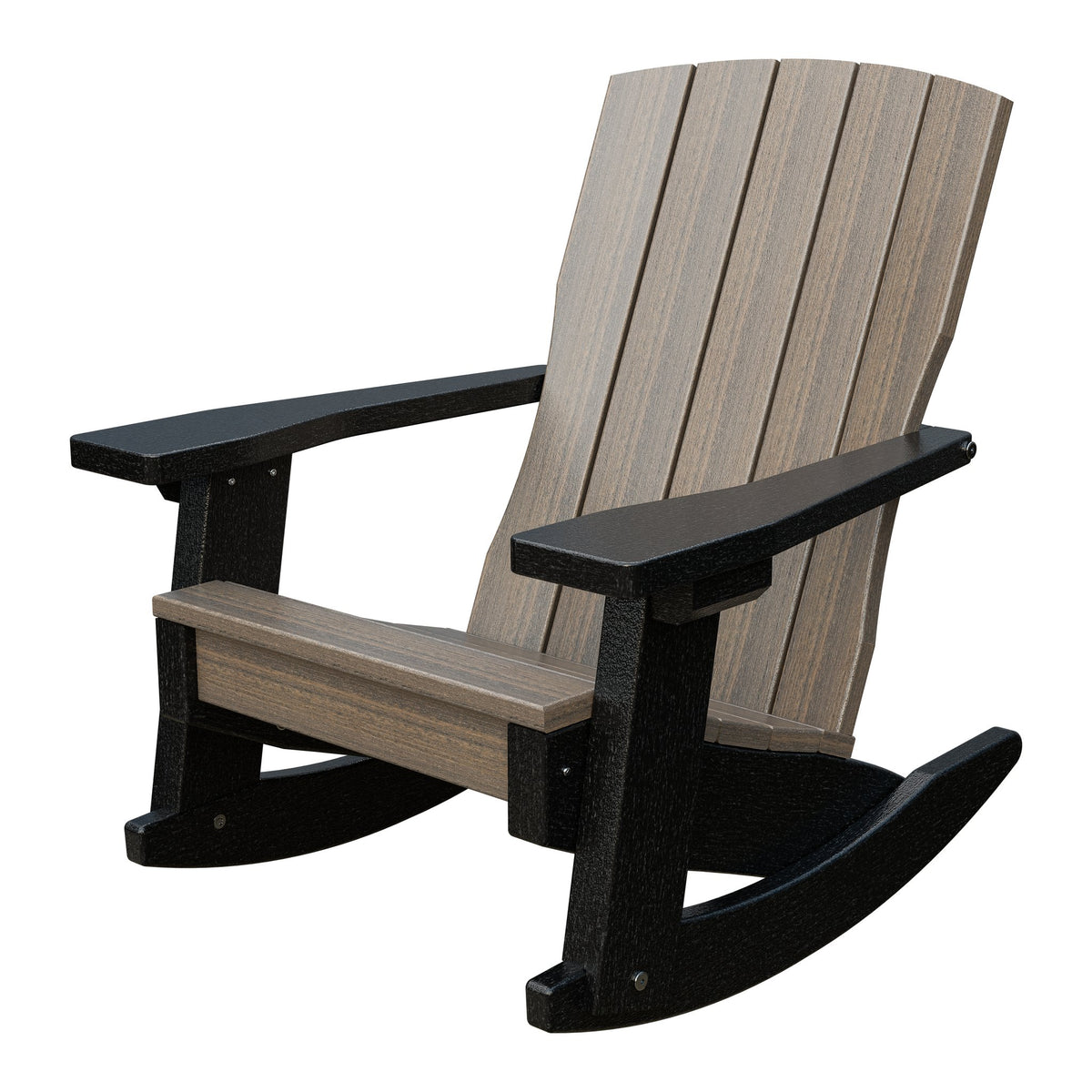 Amish Li'l Poly Coastal Rocker for Kids in Coastal Gray & Black
