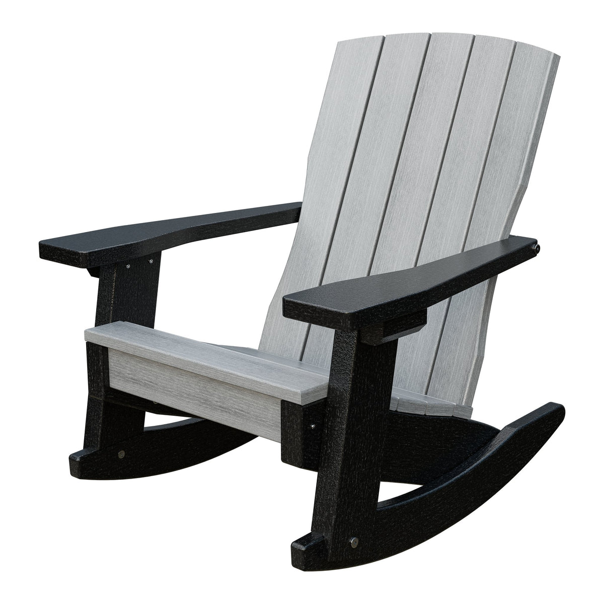 Amish Li'l Poly Coastal Rocker for Kids in Driftwood Gray & Black