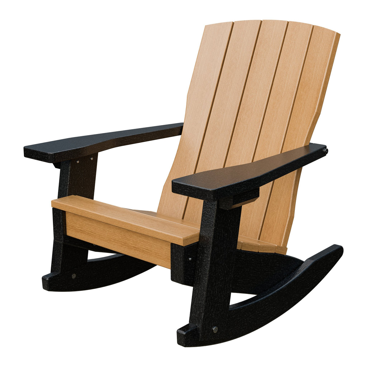 Amish Li'l Poly Coastal Rocker for Kids in Natural Teak & Black