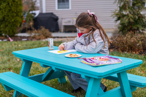 Amish Li'l Poly Picnic Table with Attached Benches lifestyle photo