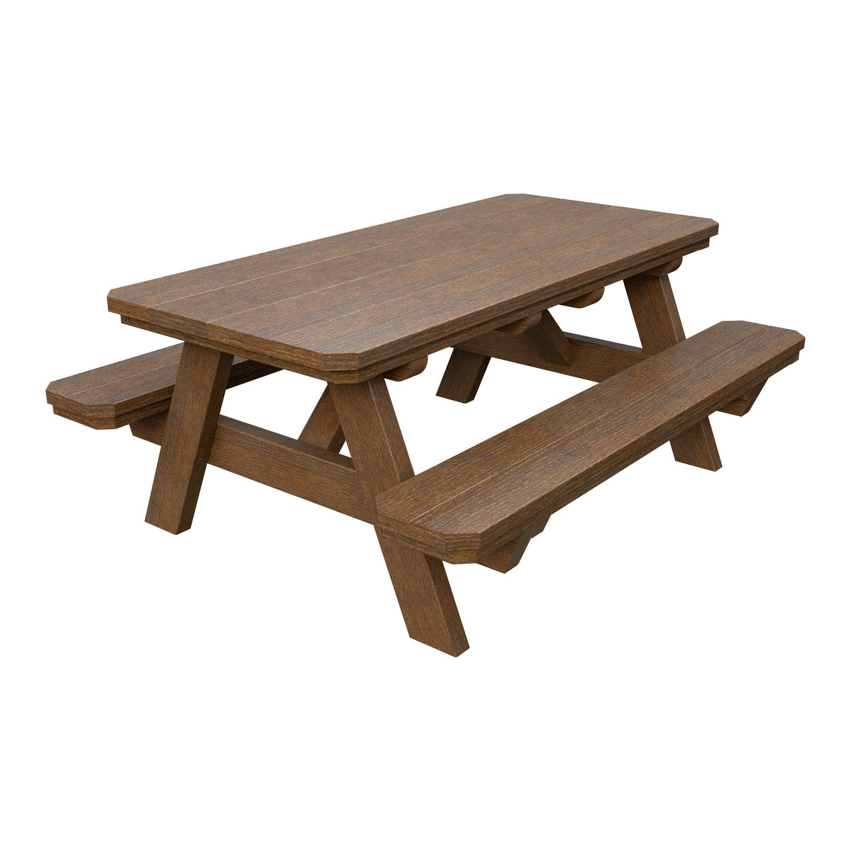 Amish Li'l Poly Picnic Table with Attached Benches in Antique Mahogany