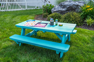 Amish Li'l Poly Picnic Table with Attached Benches lifestyle photo