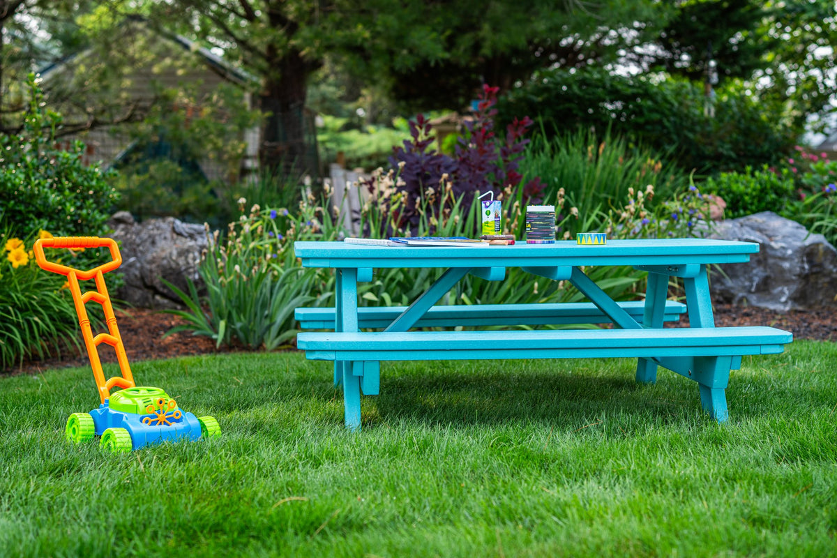 Amish Li'l Poly Picnic Table with Attached Benches lifestyle photo
