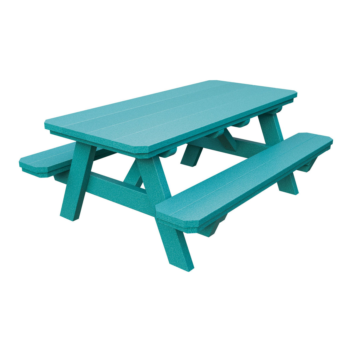 Amish Li'l Poly Picnic Table with Attached Benches in Aruba Blue