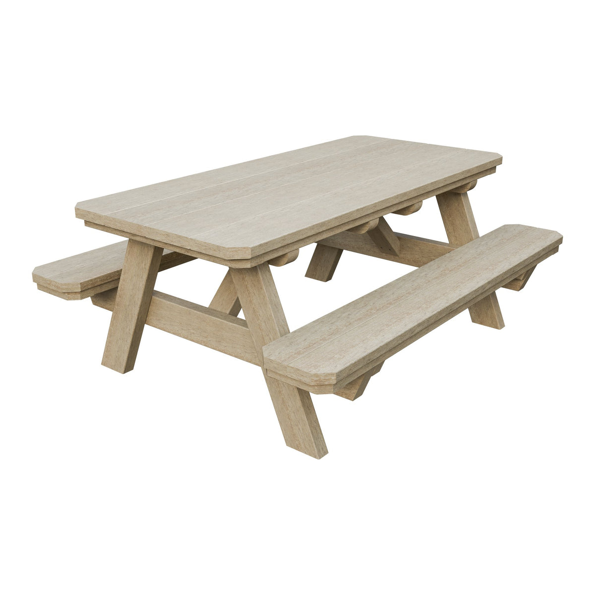 Amish Li'l Poly Picnic Table with Attached Benches in Birchwood