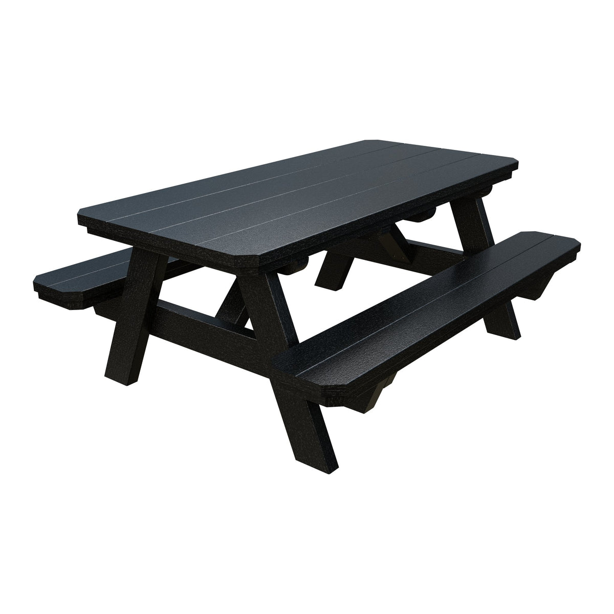 Amish Li'l Poly Picnic Table with Attached Benches in Black