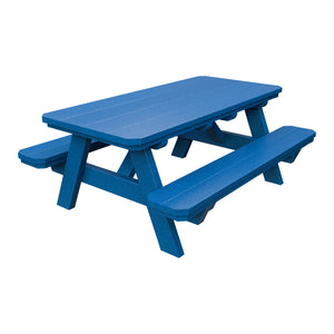 Amish Li'l Poly Picnic Table with Attached Benches in Blue