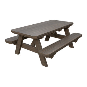 Amish Li'l Poly Picnic Table with Attached Benches in Brazilian Walnut
