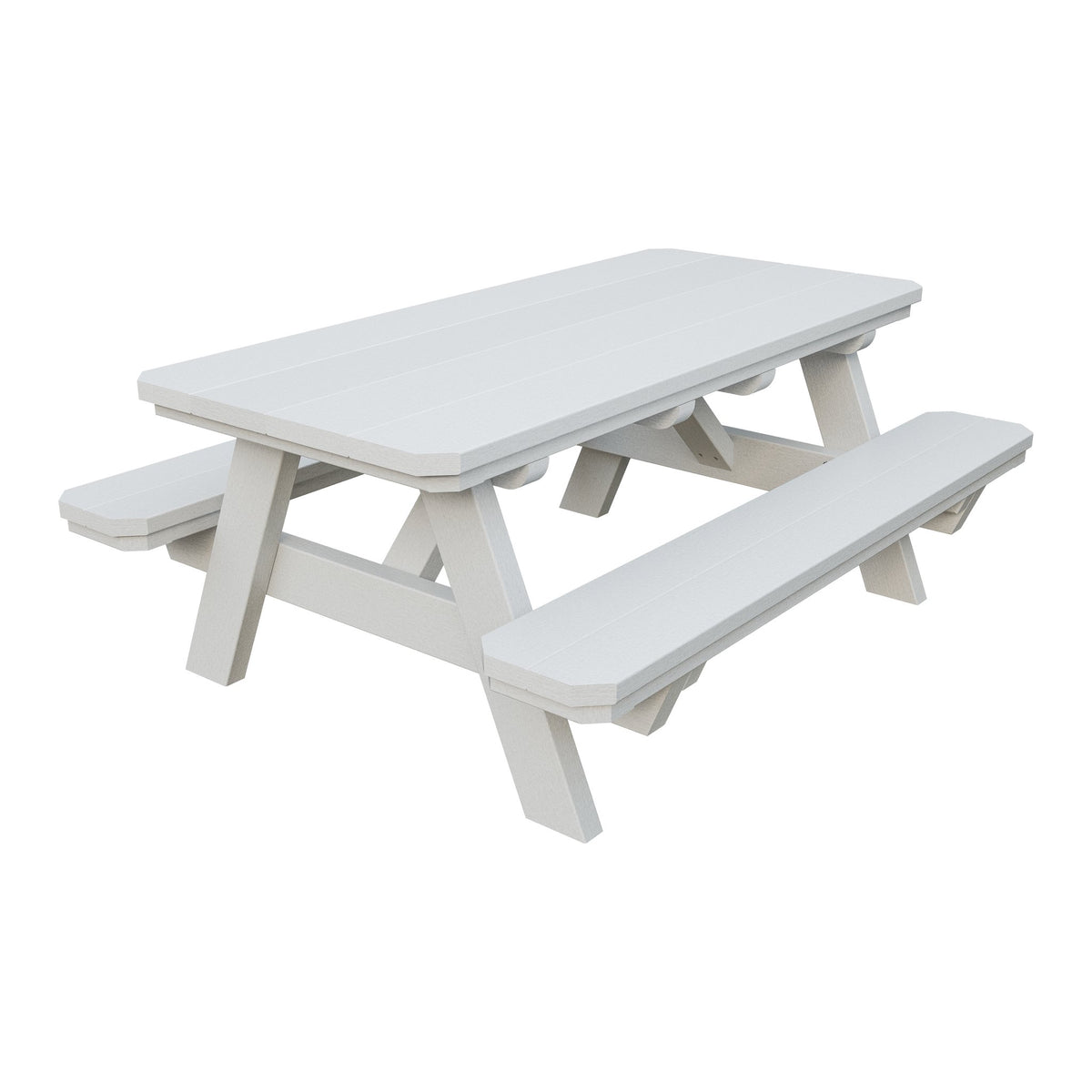 Amish Li'l Poly Picnic Table with Attached Benches in Bright White