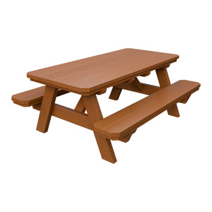 Amish Li'l Poly Picnic Table with Attached Benches in Cedar