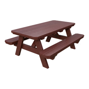 Amish Li'l Poly Picnic Table with Attached Benches in Cherrywood