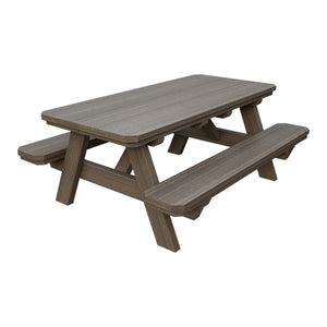 Amish Li'l Poly Picnic Table with Attached Benches in Coastal Gray