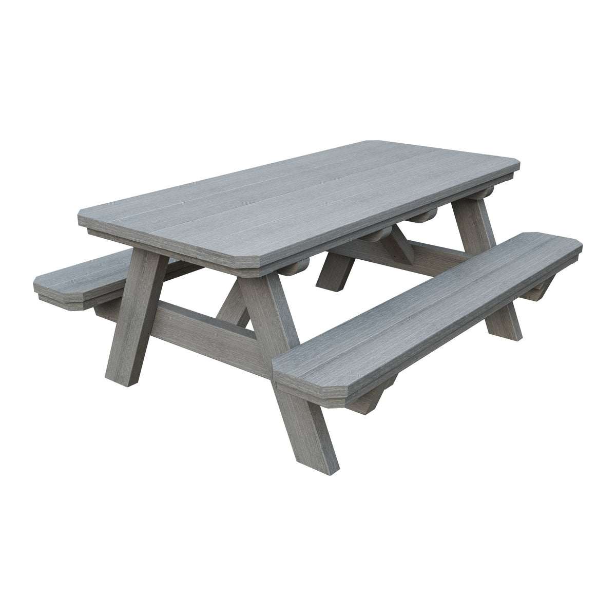 Amish Li'l Poly Picnic Table with Attached Benches in Driftwood Gray