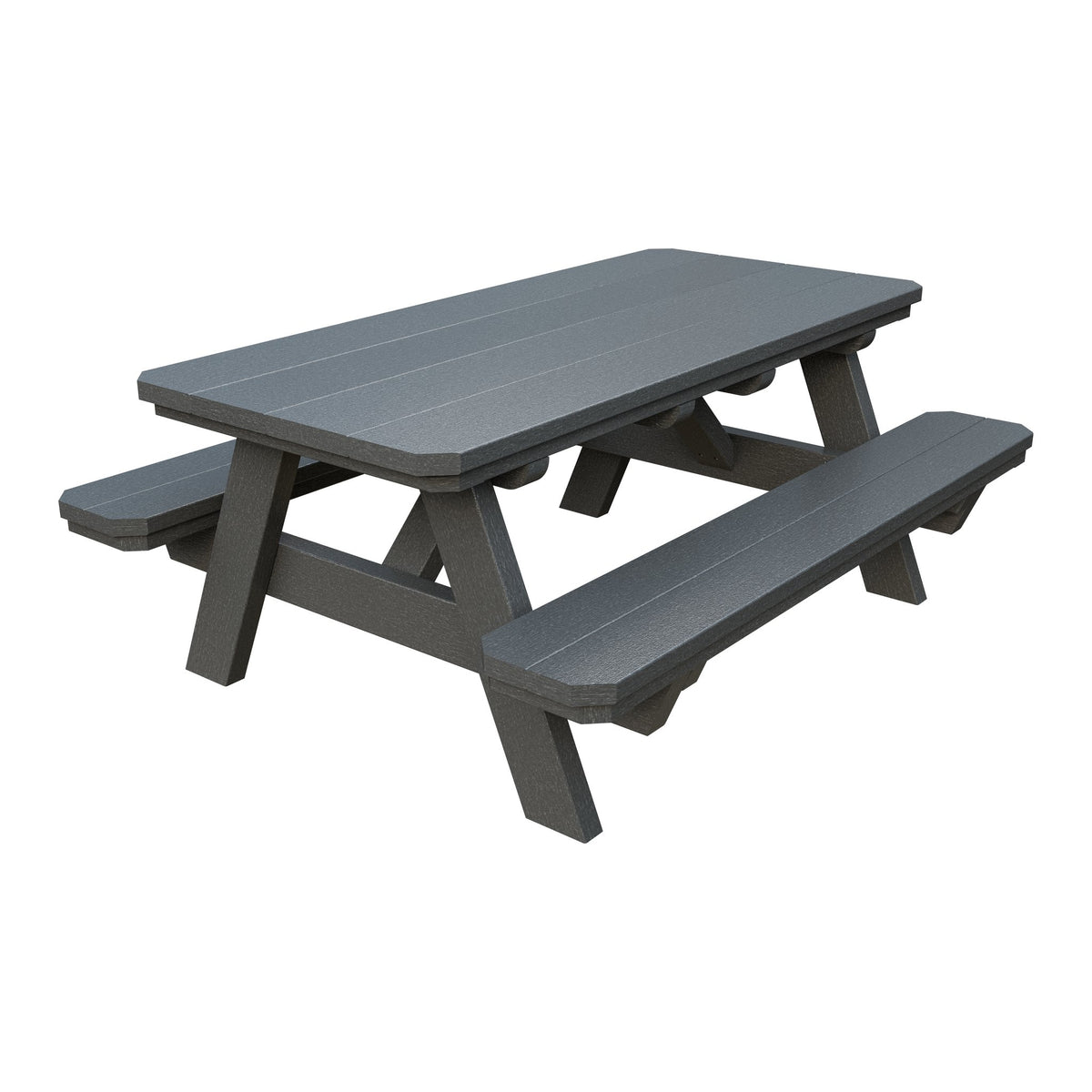 Amish Li'l Poly Picnic Table with Attached Benches in Gray