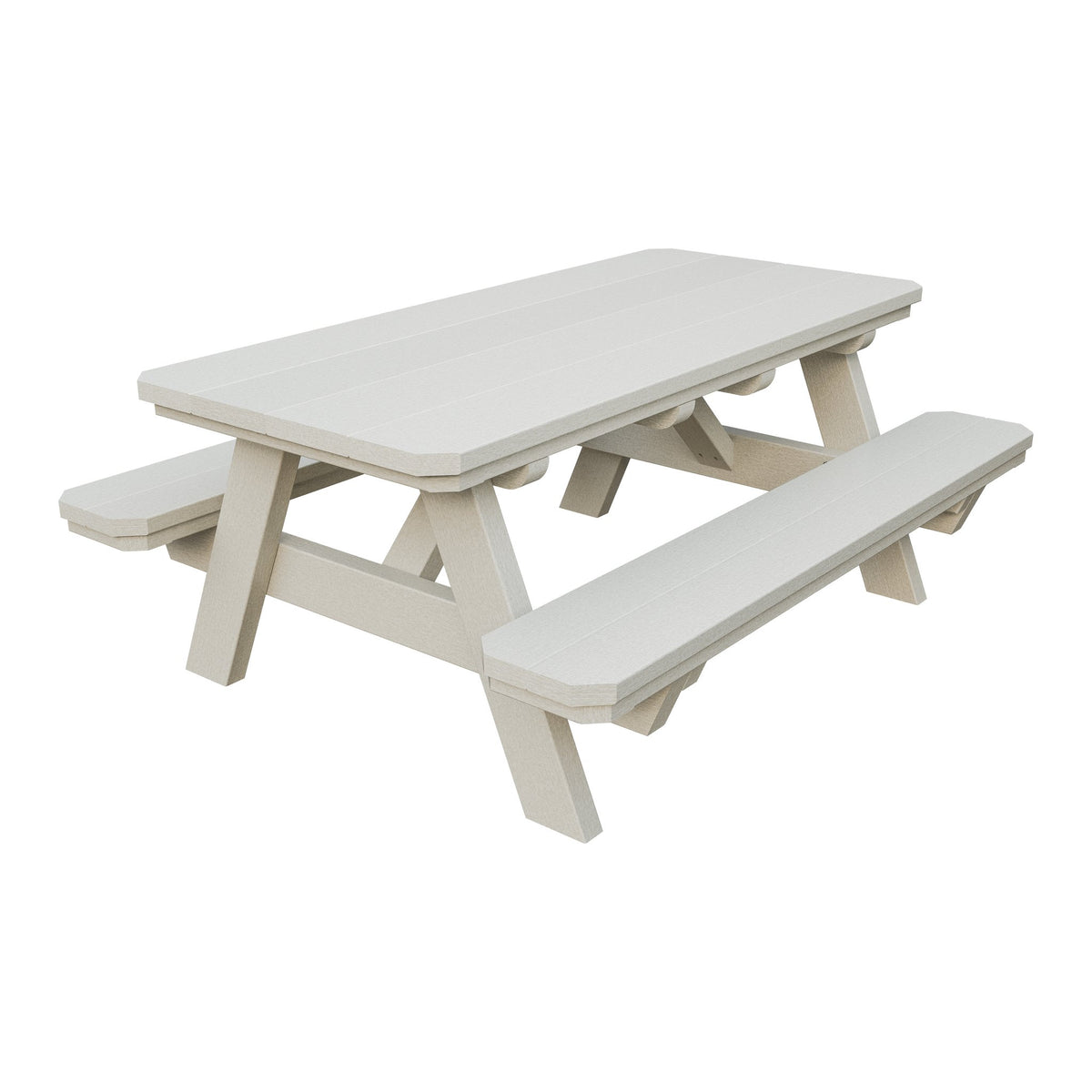 Amish Li'l Poly Picnic Table with Attached Benches in Ivory