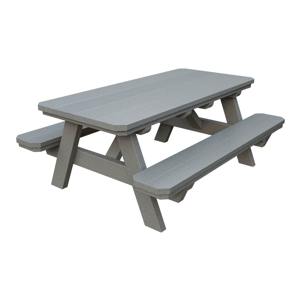 Amish Li'l Poly Picnic Table with Attached Benches in Light Gray