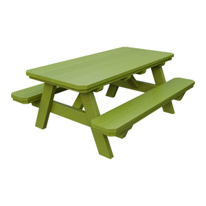 Amish Li'l Poly Picnic Table with Attached Benches in Tropical Lime Green