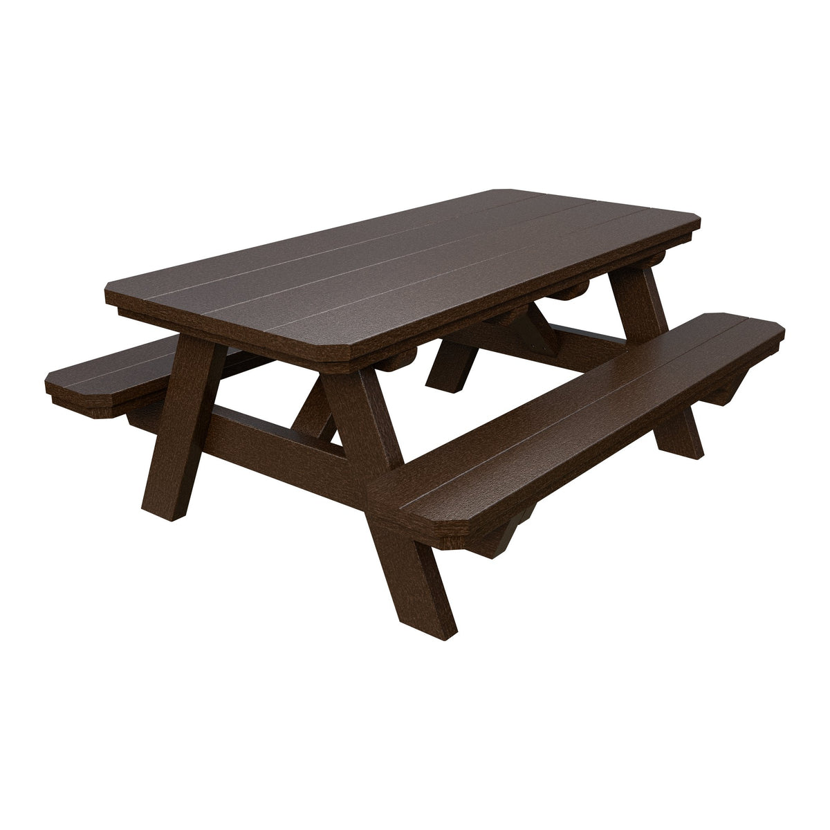 Amish Li'l Poly Picnic Table with Attached Benches in Milwaukee Brown
