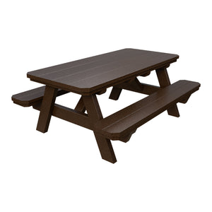 Amish Li'l Poly Picnic Table with Attached Benches in Milwaukee Brown