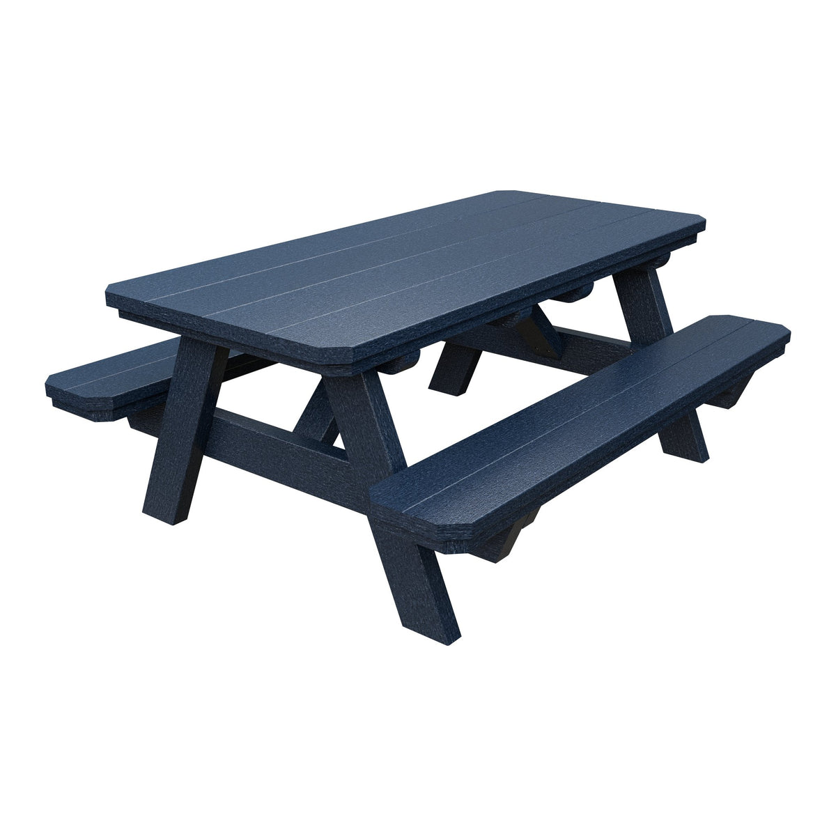 Amish Li'l Poly Picnic Table with Attached Benches in Patriot Blue